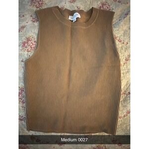 Promise Ribbed Sleeveless Crew Neck Sweater - Camel Brown